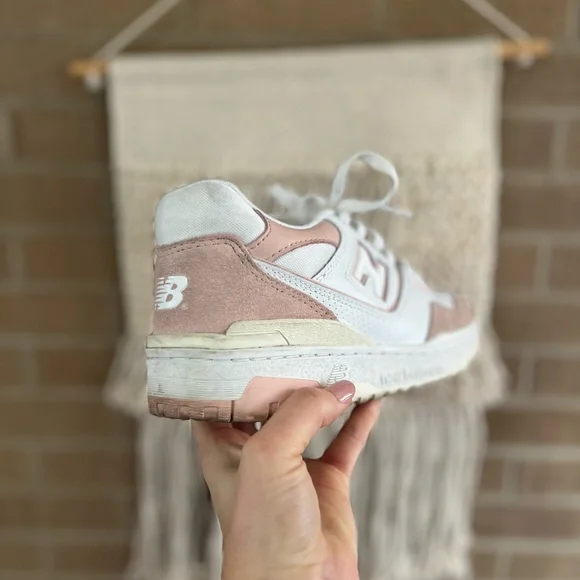 New Balance Women's White and Light Pink Sneakers - Picture 3 of 3